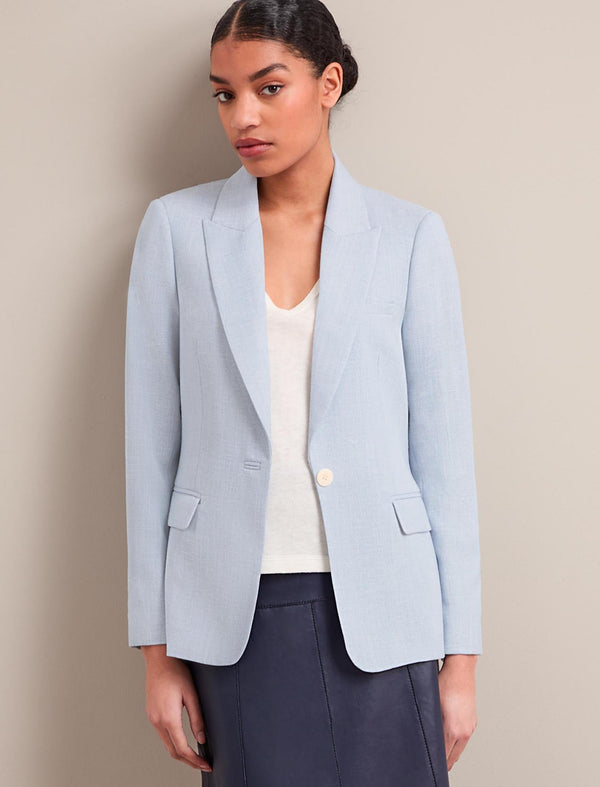 Jamie Linen Blend Blazer - Pale Blue