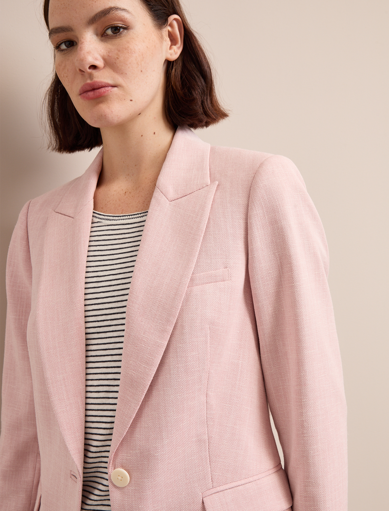 Jamie Linen Blend Blazer - Pale Pink