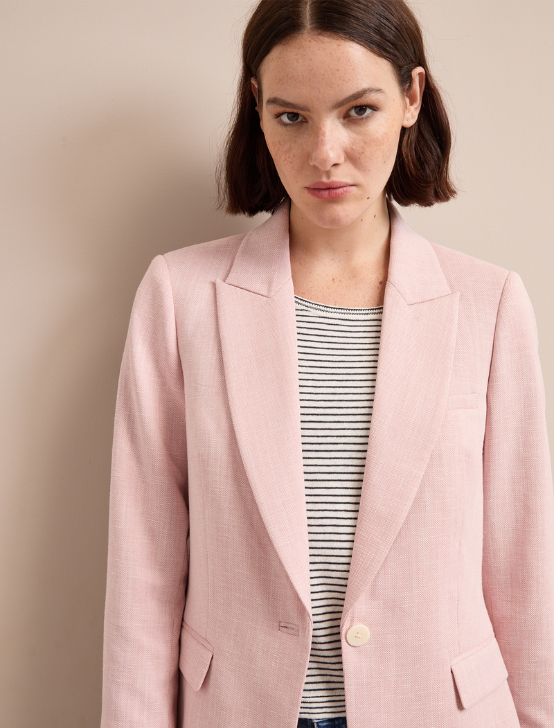 Jamie Linen Blend Blazer - Pale Pink