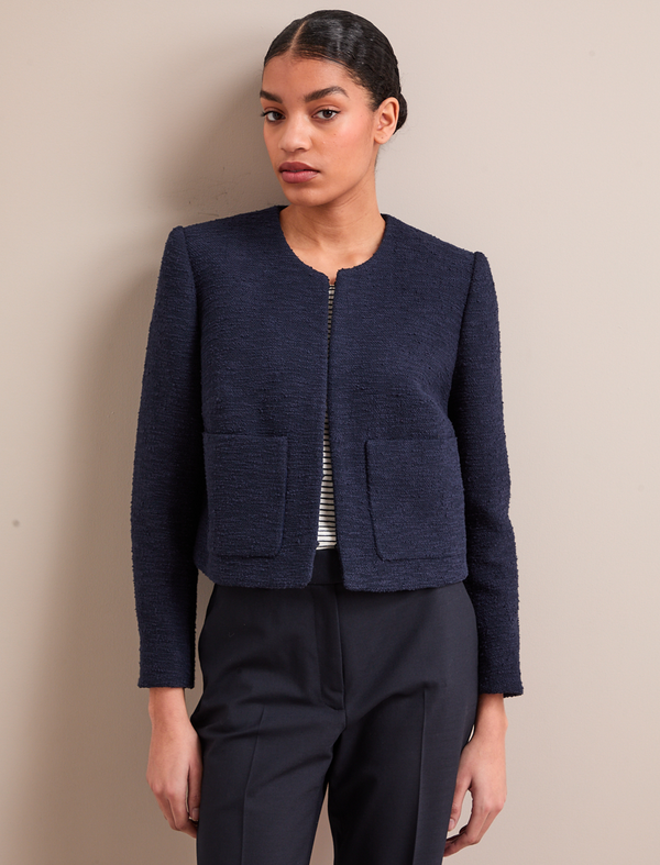 Juno Organic Cotton Bouclé Jacket - Navy