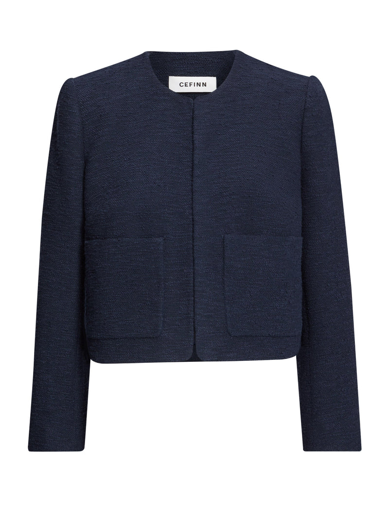 Juno Organic Cotton Bouclé Jacket - Navy