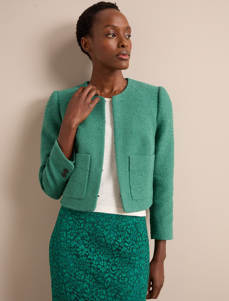 Juno Organic Cotton Bouclé Jacket - Sage Green