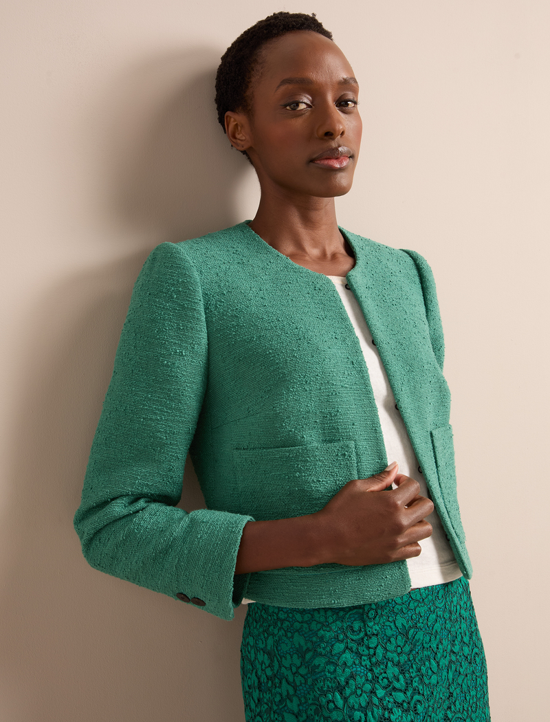 Juno Organic Cotton Bouclé Jacket - Sage Green