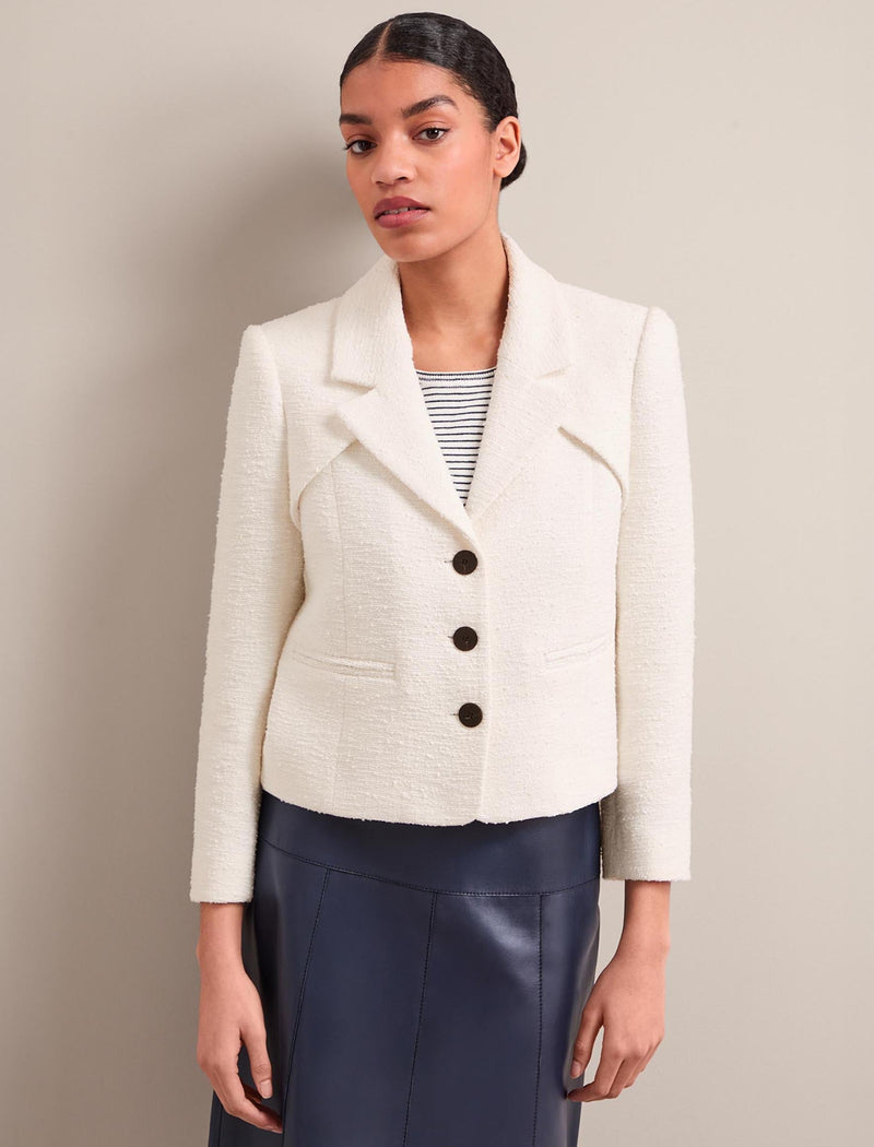 Ronan Organic Cotton Bouclé Jacket - Ecru