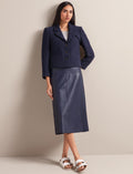 Tiana Leather Midi Skirt - Navy