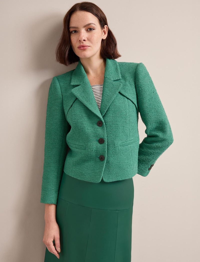 Ronan Organic Cotton Bouclé Jacket - Sage Green