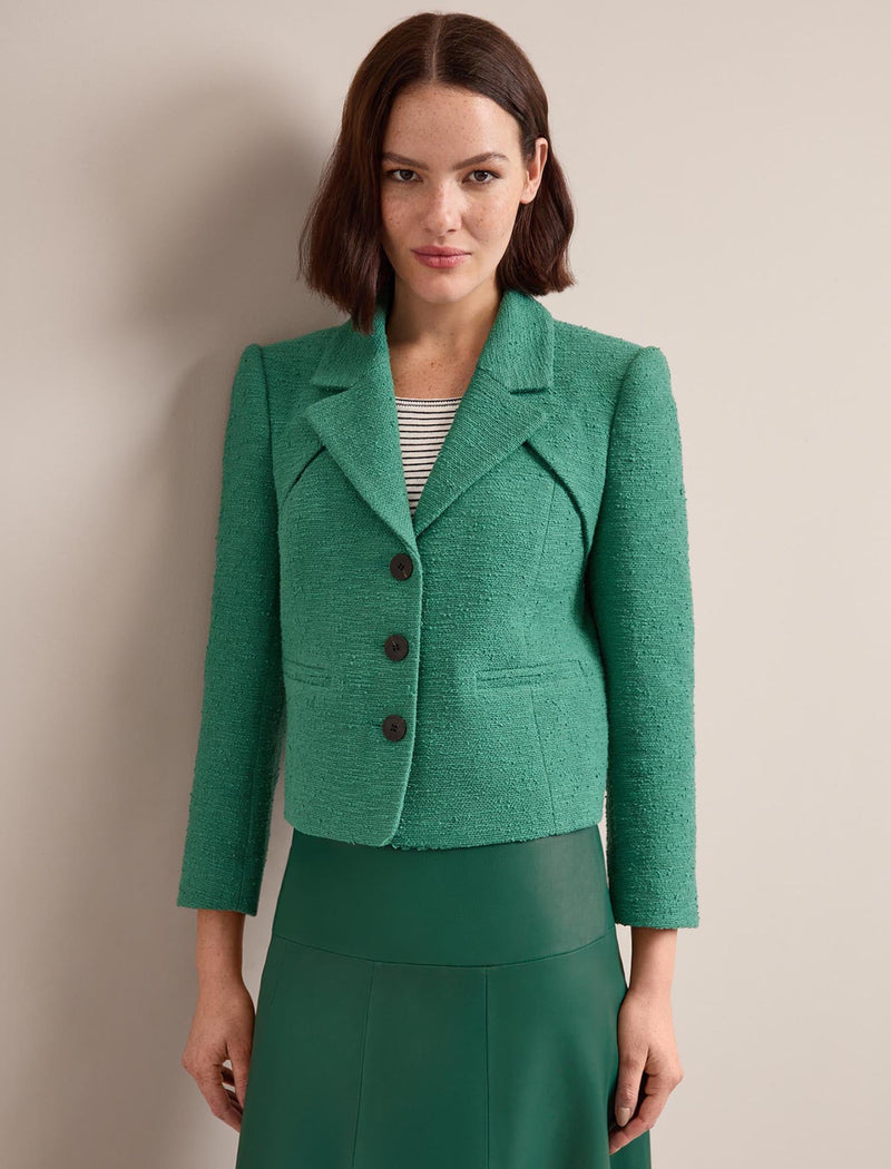 Ronan Organic Cotton Bouclé Jacket - Sage Green