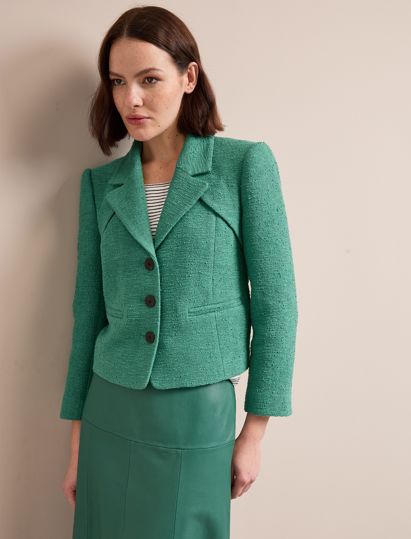 Ronan Organic Cotton Bouclé Jacket - Sage Green