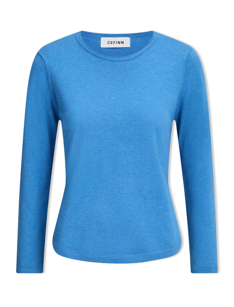 Maia Cotton Silk Blend T-Shirt - Blue