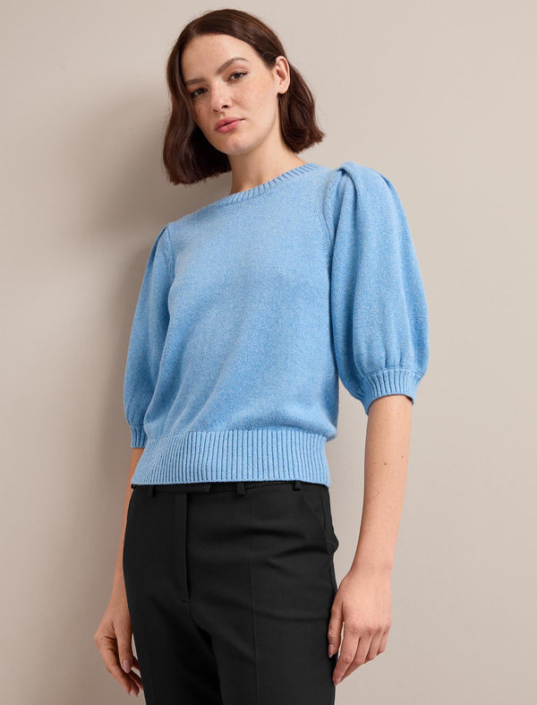 Amalie Linen Blend Jumper - Sky Blue