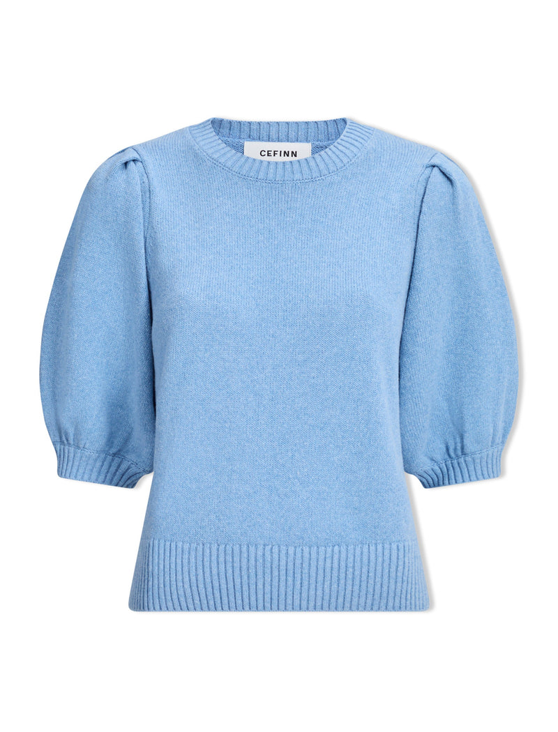 Amalie Linen Blend Jumper - Sky Blue