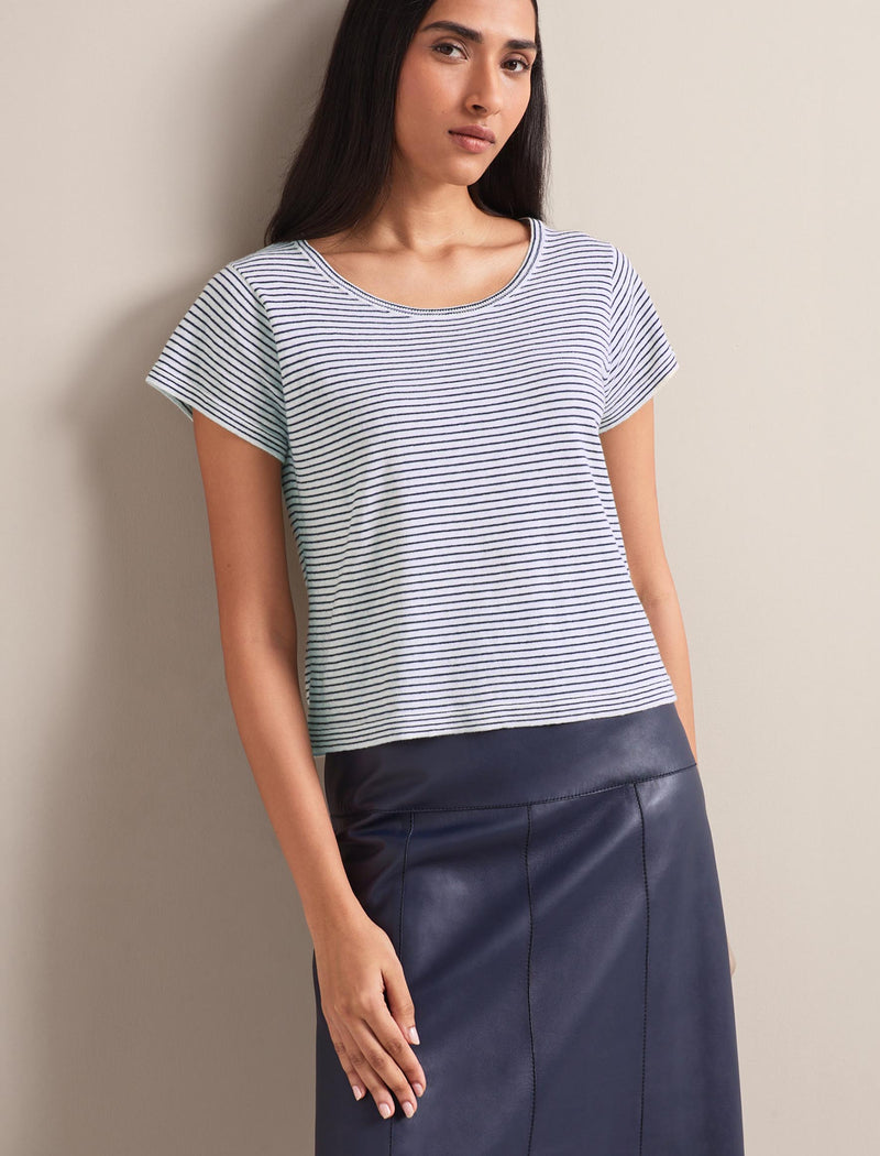 Tiana Leather Midi Skirt - Navy