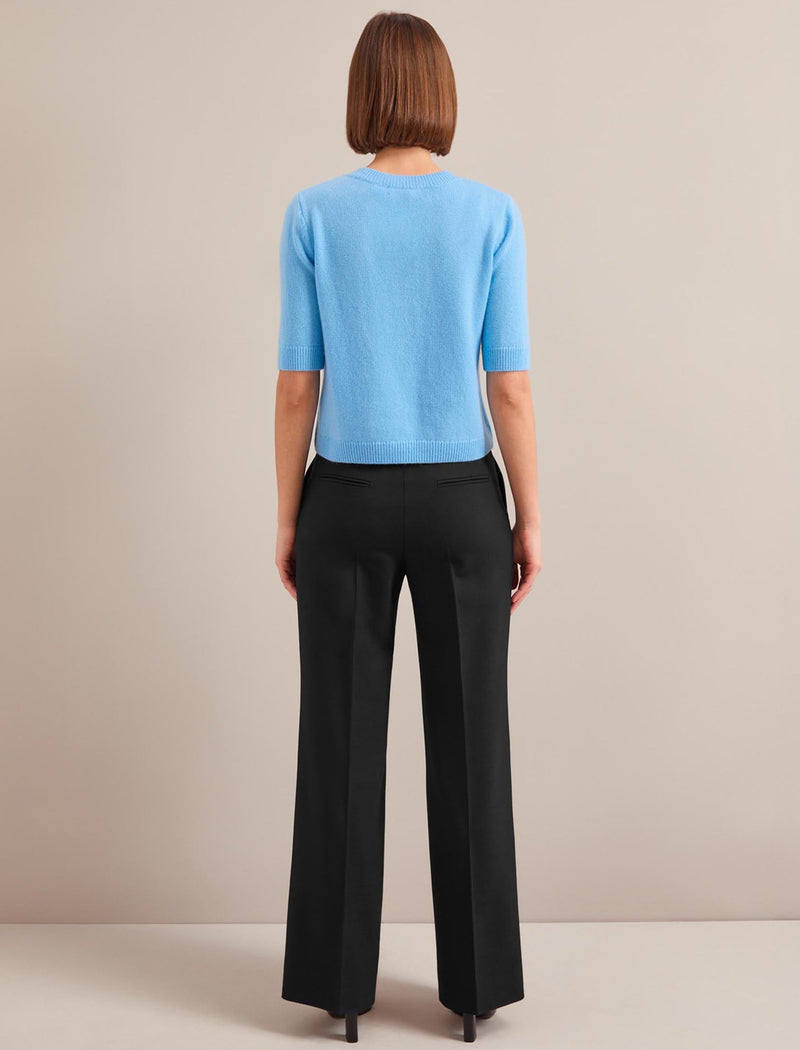 Clara Cashmere Short Sleeve Cardigan - Sky Blue