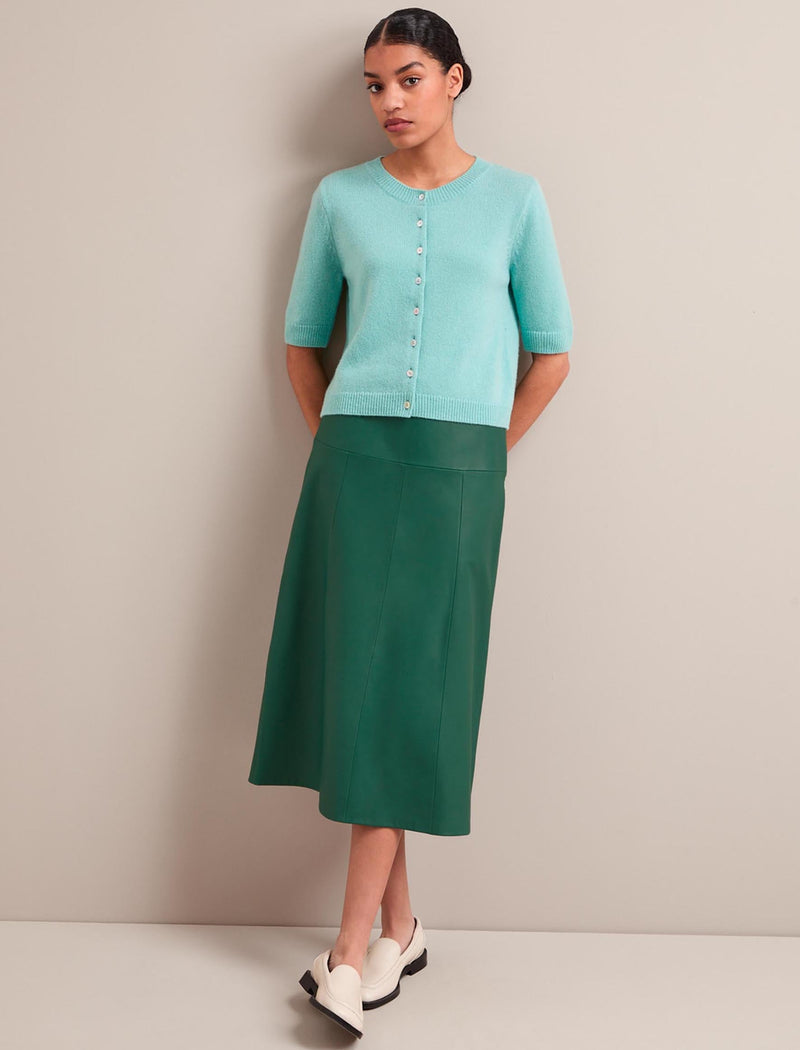 Clara Cashmere Short Sleeve Cardigan - Spearmint