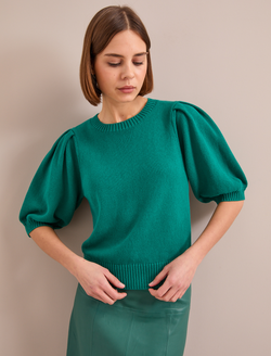 Amalie Linen Blend Jumper - Mid Green