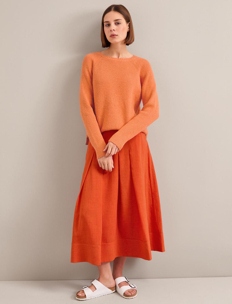 Sophia Techni Voile Pleated Maxi Skirt - Burnt Orange