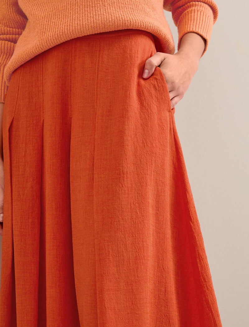 Sophia Techni Voile Pleated Maxi Skirt - Burnt Orange