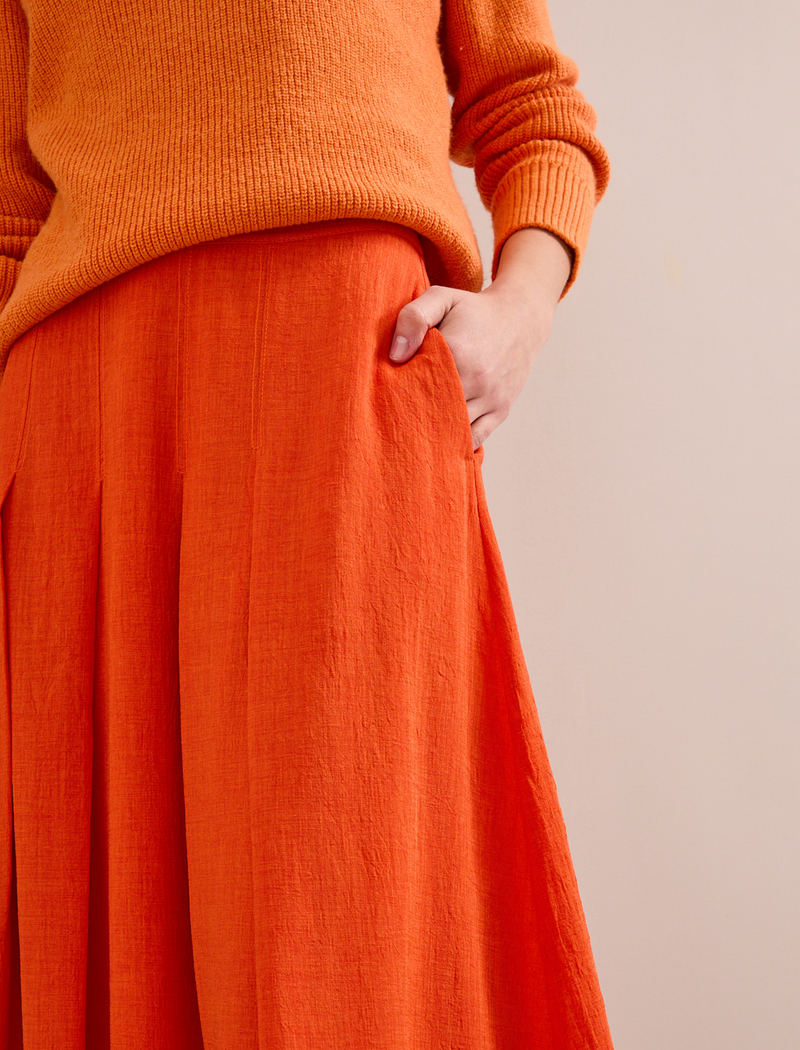 Sophia Techni Voile Pleated Maxi Skirt - Burnt Orange