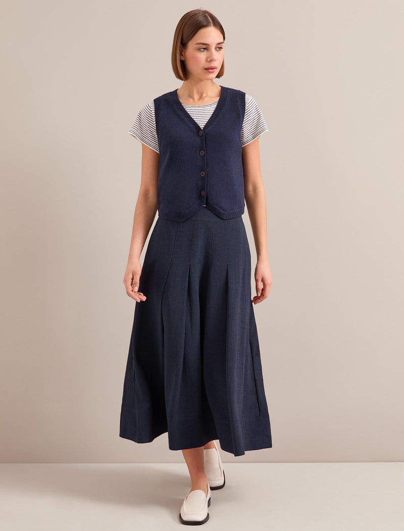 Sophia Techni Voile Pleated Maxi Skirt - Navy