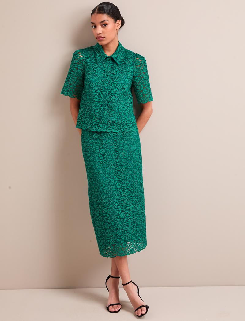 Jacquie Lace Maxi Skirt - Emerald Green