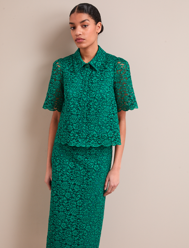 Jacquie Lace Blouse - Emerald Green