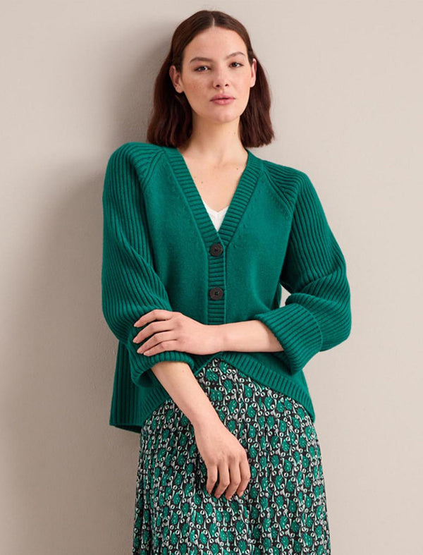 Camila Cashmere Blend Cardigan - Racing Green