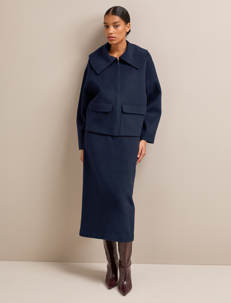 Shona Wool Skirt - Navy