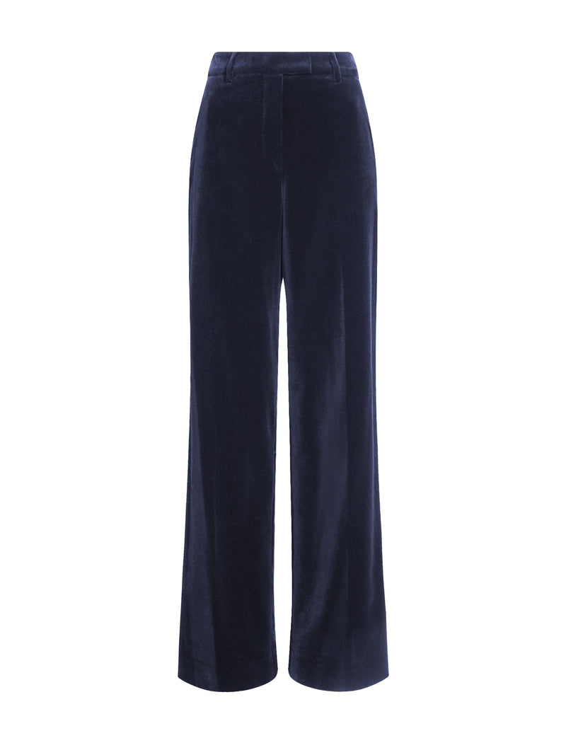 Taylor Velvet Wide Leg Trouser - Navy