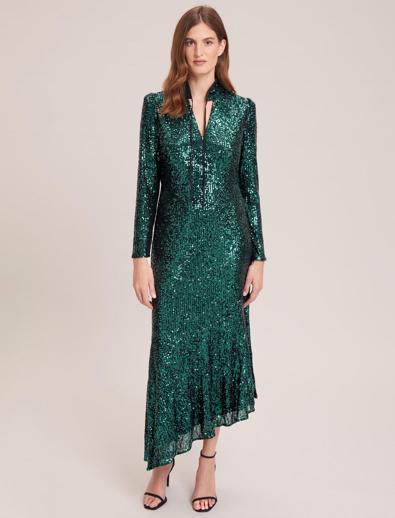 Jacquetta Sequin Maxi Dress - Dark Green