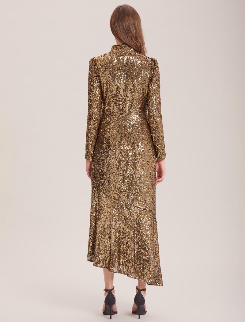 Jacquetta Sequin Maxi Dress - Gold