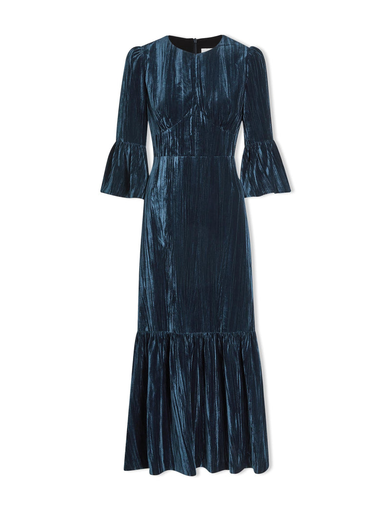 Daphne Velvet Maxi Dress - Dark Blue
