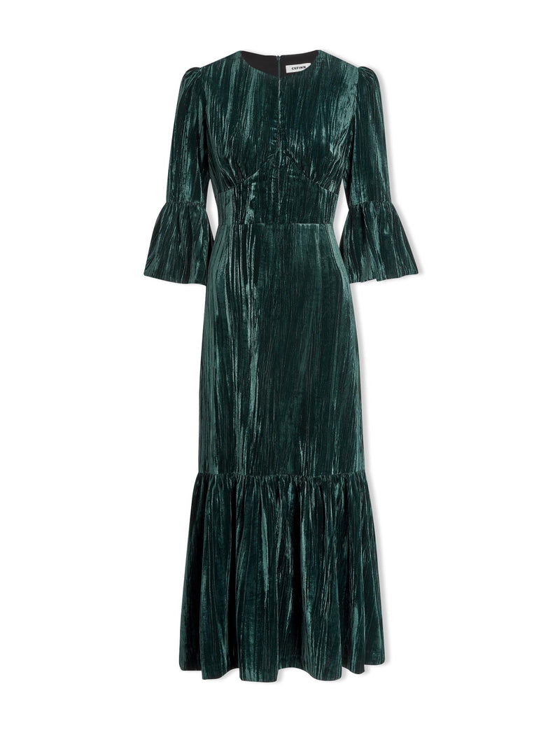 Daphne Velvet Maxi Dress - Dark Green