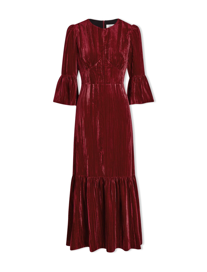 Daphne Velvet Maxi Dress - Red