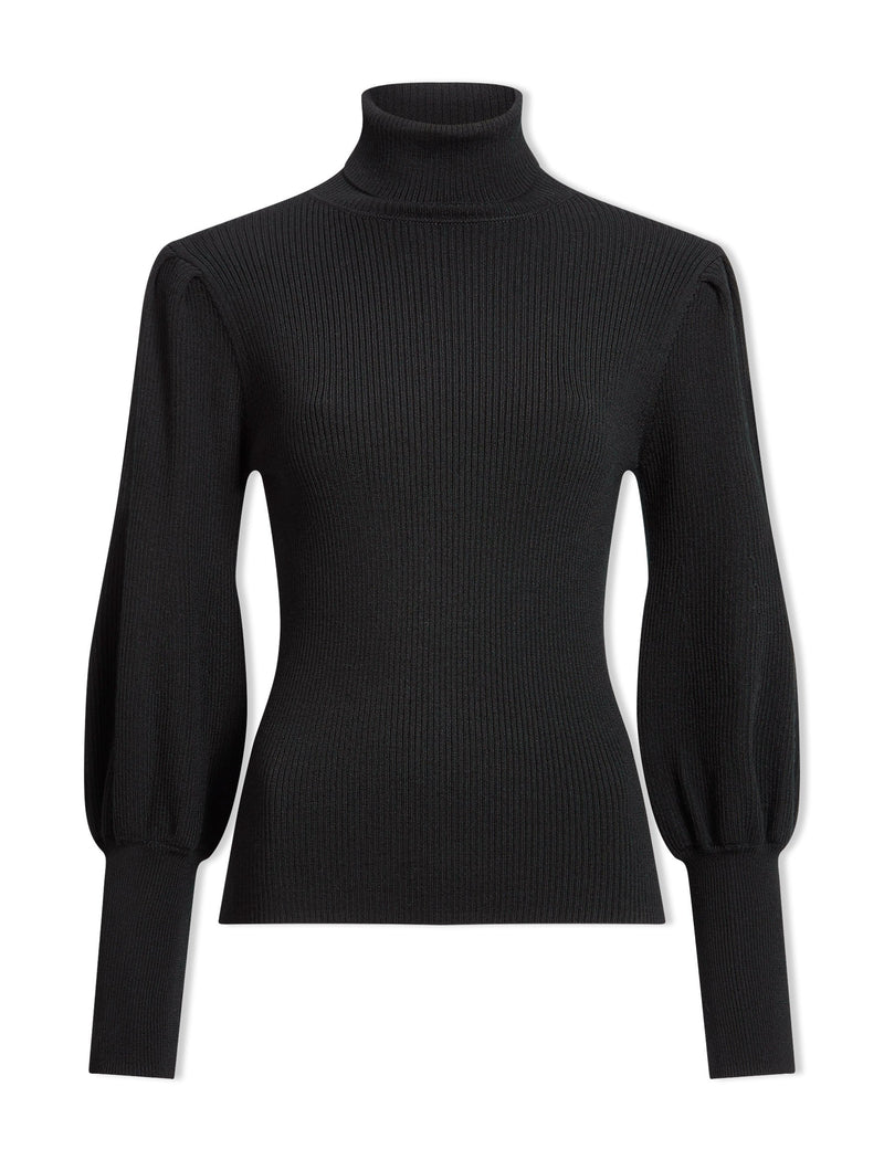 Eva Wool Roll Neck Jumper - Black