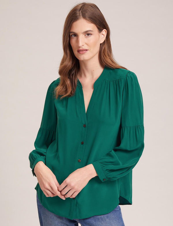 Ella Silk Shirt - Dark Green