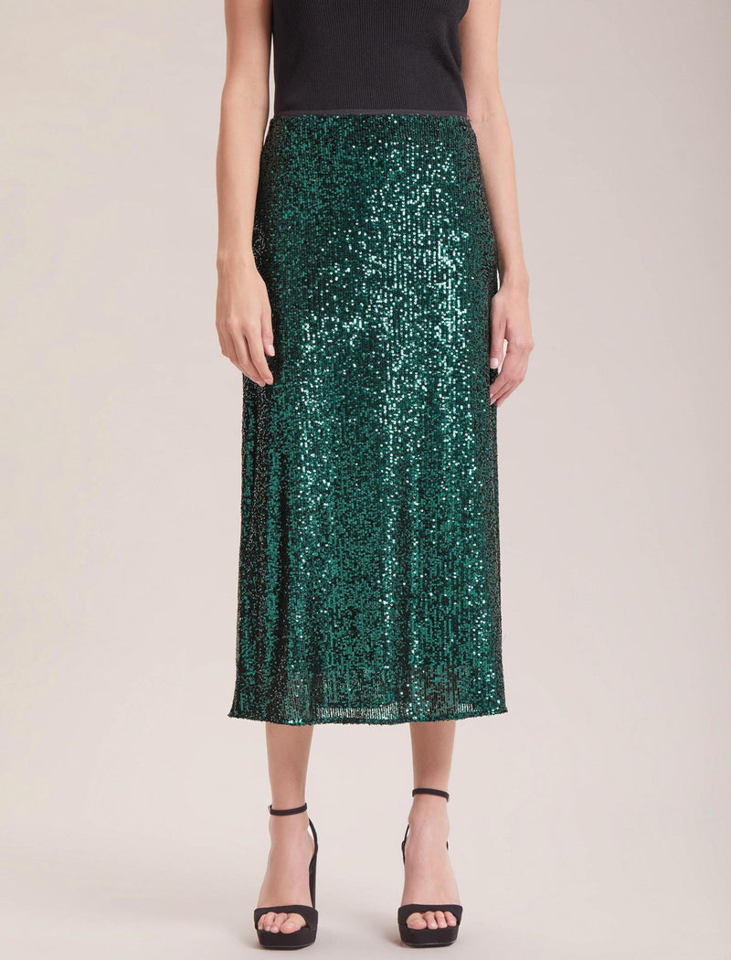 Scarlett Sequin Maxi Skirt - Dark Green