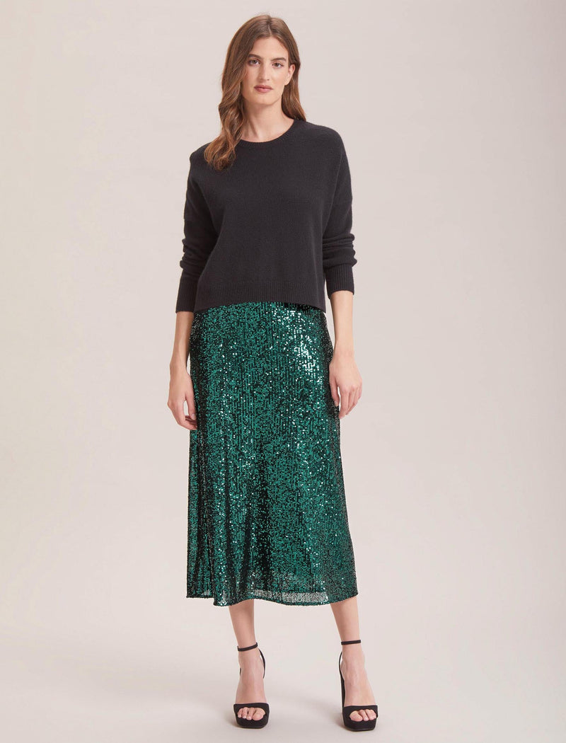 Scarlett Sequin Maxi Skirt - Dark Green