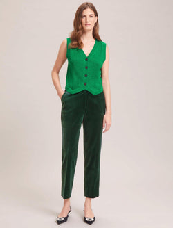 Tatum Velvet Tapered Trouser - Forest Green