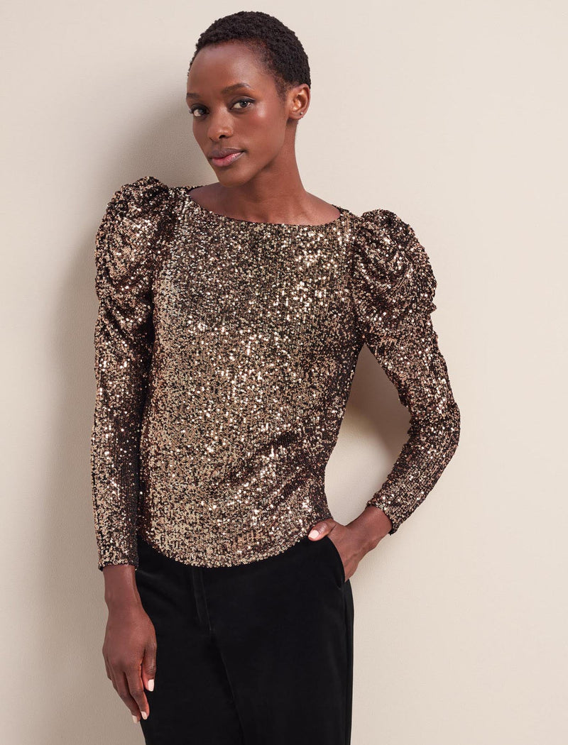 Cecile Sequin Blouse - Gold