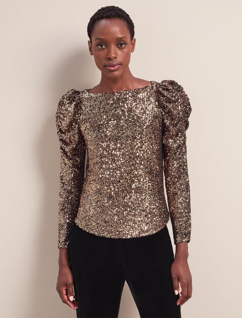 Cecile Sequin Blouse - Gold