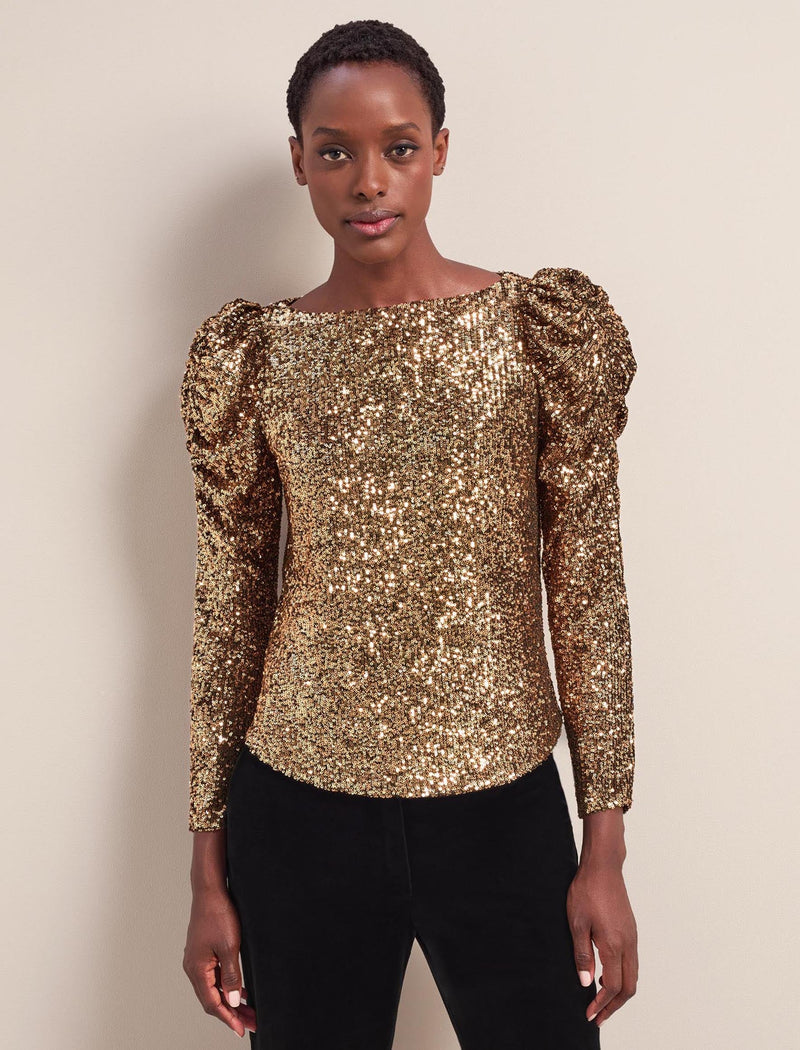 Cecile Sequin Blouse - Gold