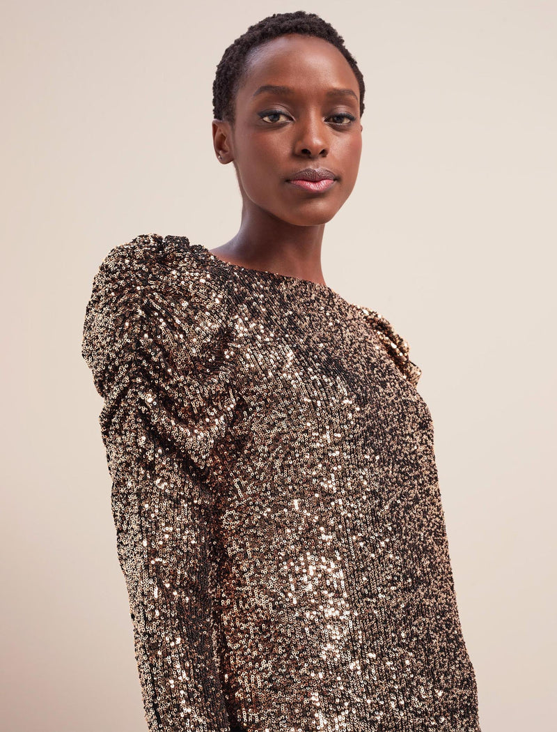 Cecile Sequin Blouse - Gold