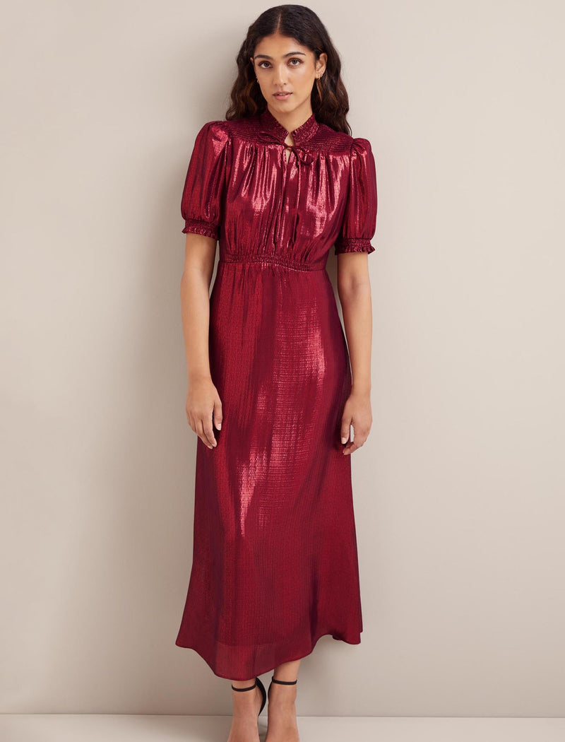 Irina Silk Blend Bias Cut Maxi Dress - Burgundy