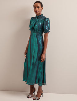 Irina Silk Blend Bias Cut Maxi Dress - Dark Green