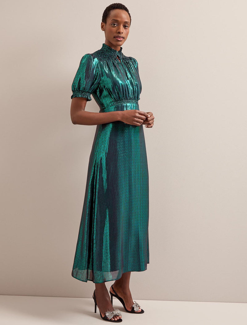 Irina Silk Blend Bias Cut Maxi Dress - Dark Green