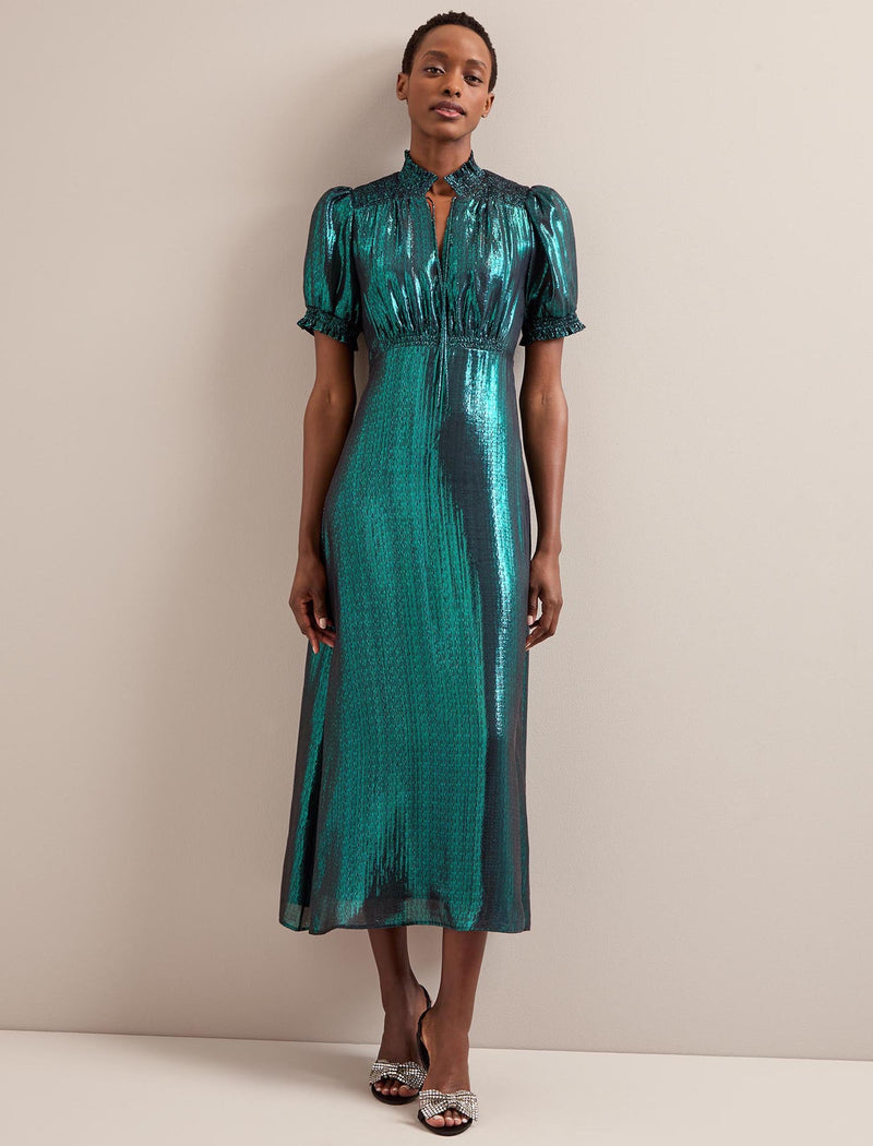 Irina Silk Blend Bias Cut Maxi Dress - Dark Green