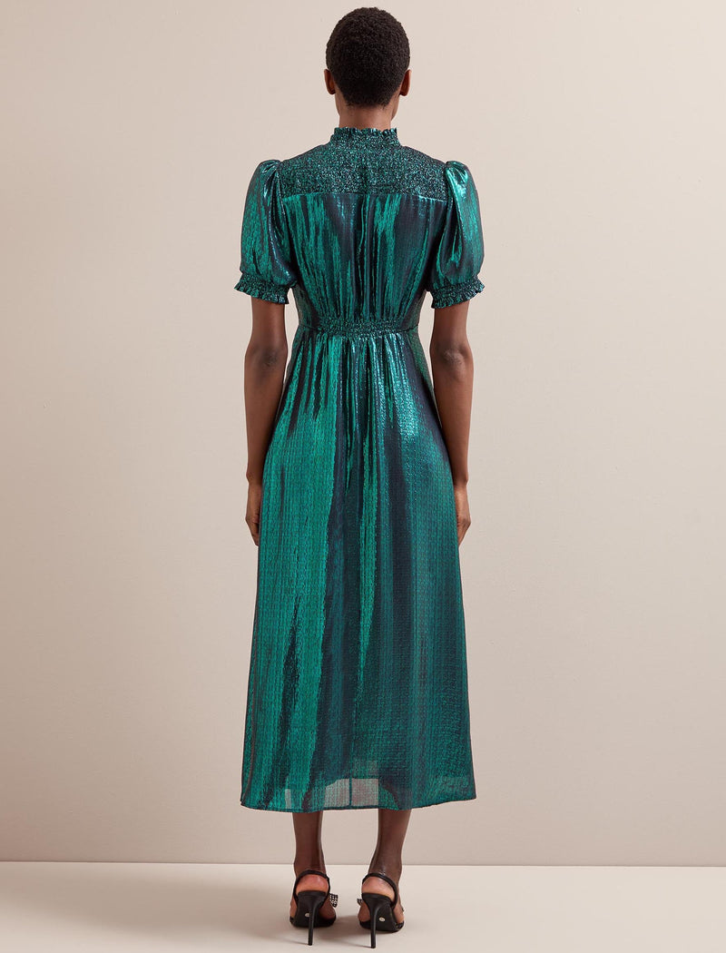 Irina Silk Blend Bias Cut Maxi Dress - Dark Green