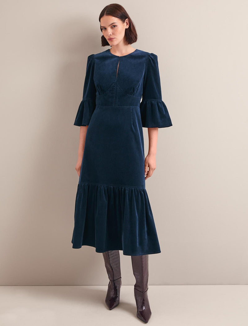 Daphne Corduroy Maxi Dress - Navy