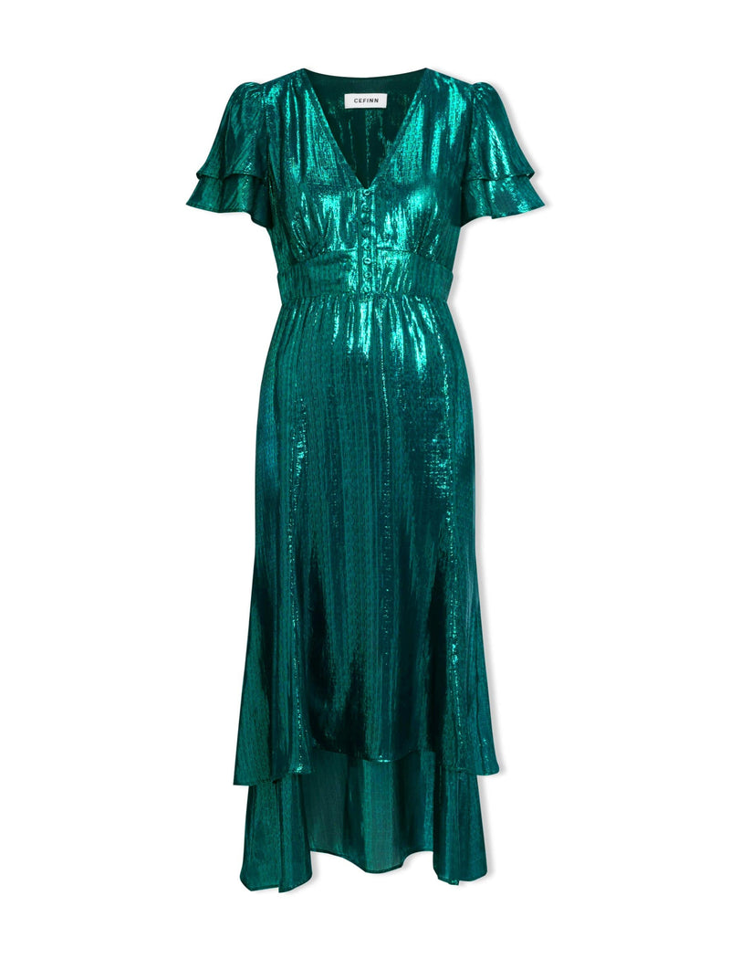 Lotta Silk Blend Maxi Dress - Dark Green