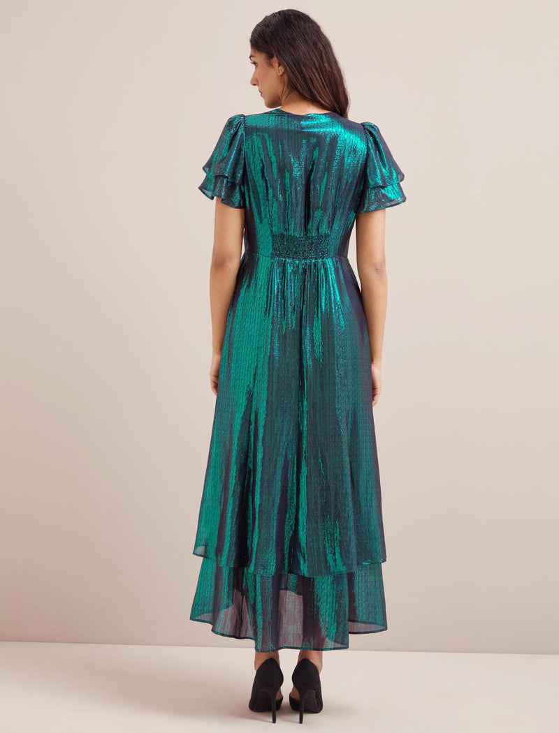 Lotta Silk Blend Maxi Dress - Dark Green